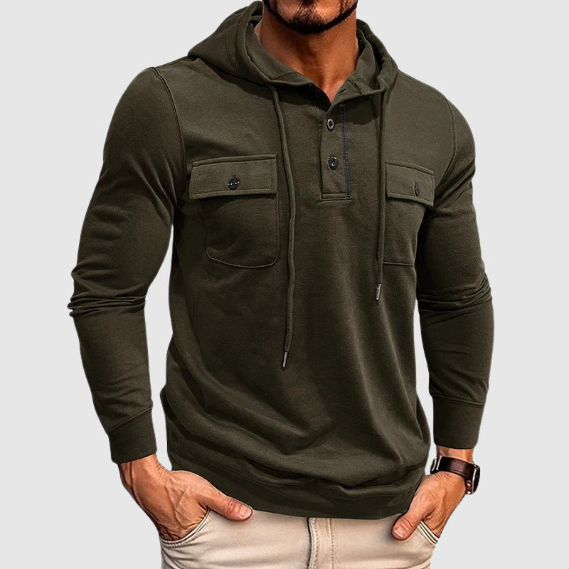 Homme Sweat à Capuche Henley Moderne 2