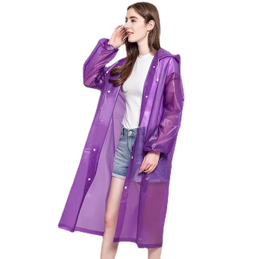 Imperméable Unisexe Poncho EVA Léger avec Capuche et Boutons pour Activités de Plein Air 7