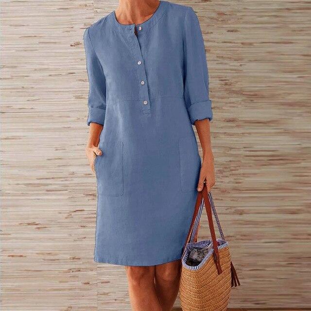 Variant image for Robe Midi d'Été pour Femmes en Coton Élégante-32