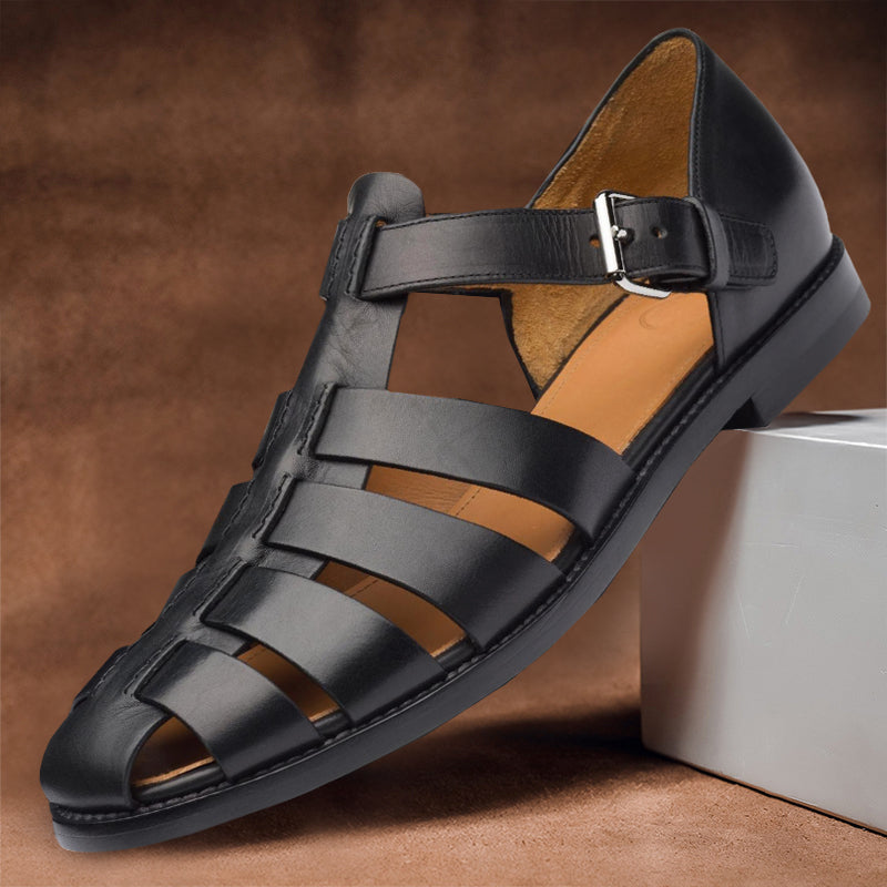 Sandales Homme Cuir Élégantes Design Moderne Confort Optimal-6