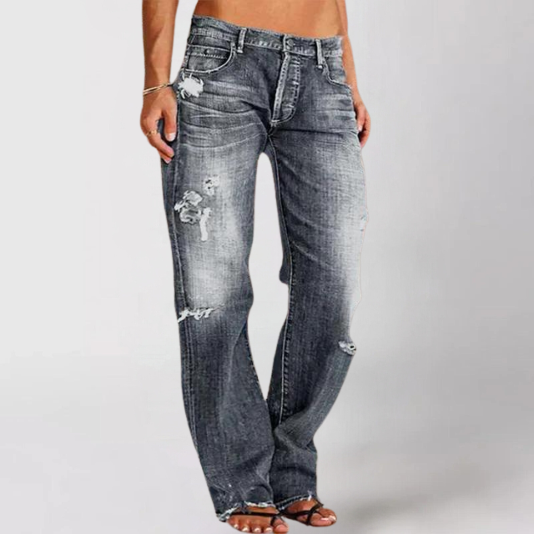 Jean Femme Ample Évasé Taille Basse Décontracté 3