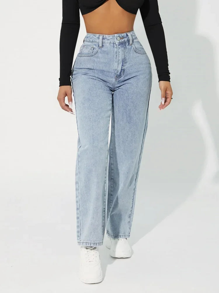 Jean Femme Droit Taille Haute Chic 1