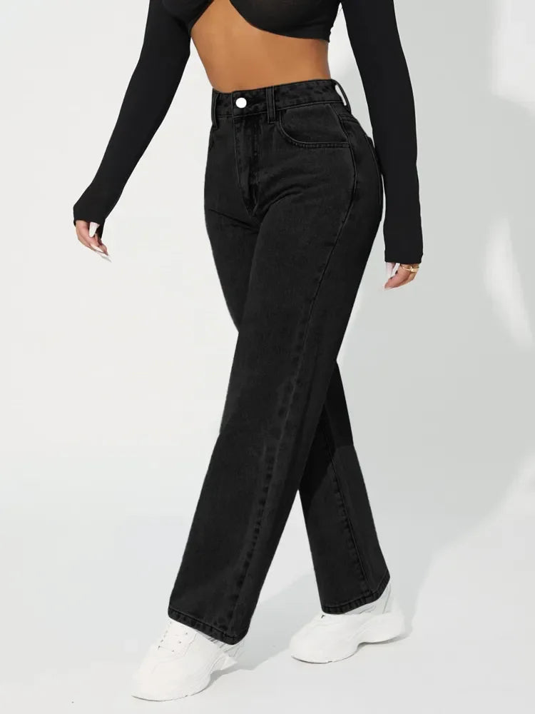 Jean Femme Droit Taille Haute Chic 3