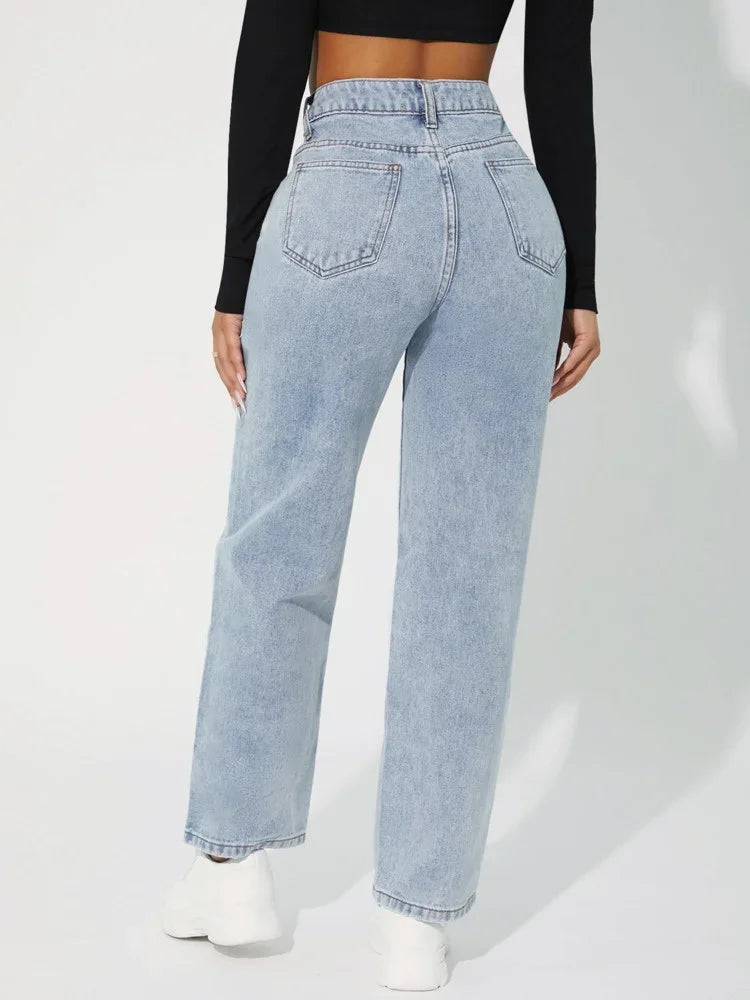 Jean Femme Droit Taille Haute Chic 6
