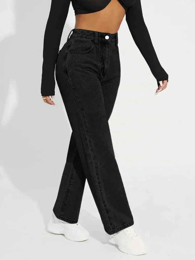 Jean Femme Droit Taille Haute Chic 8