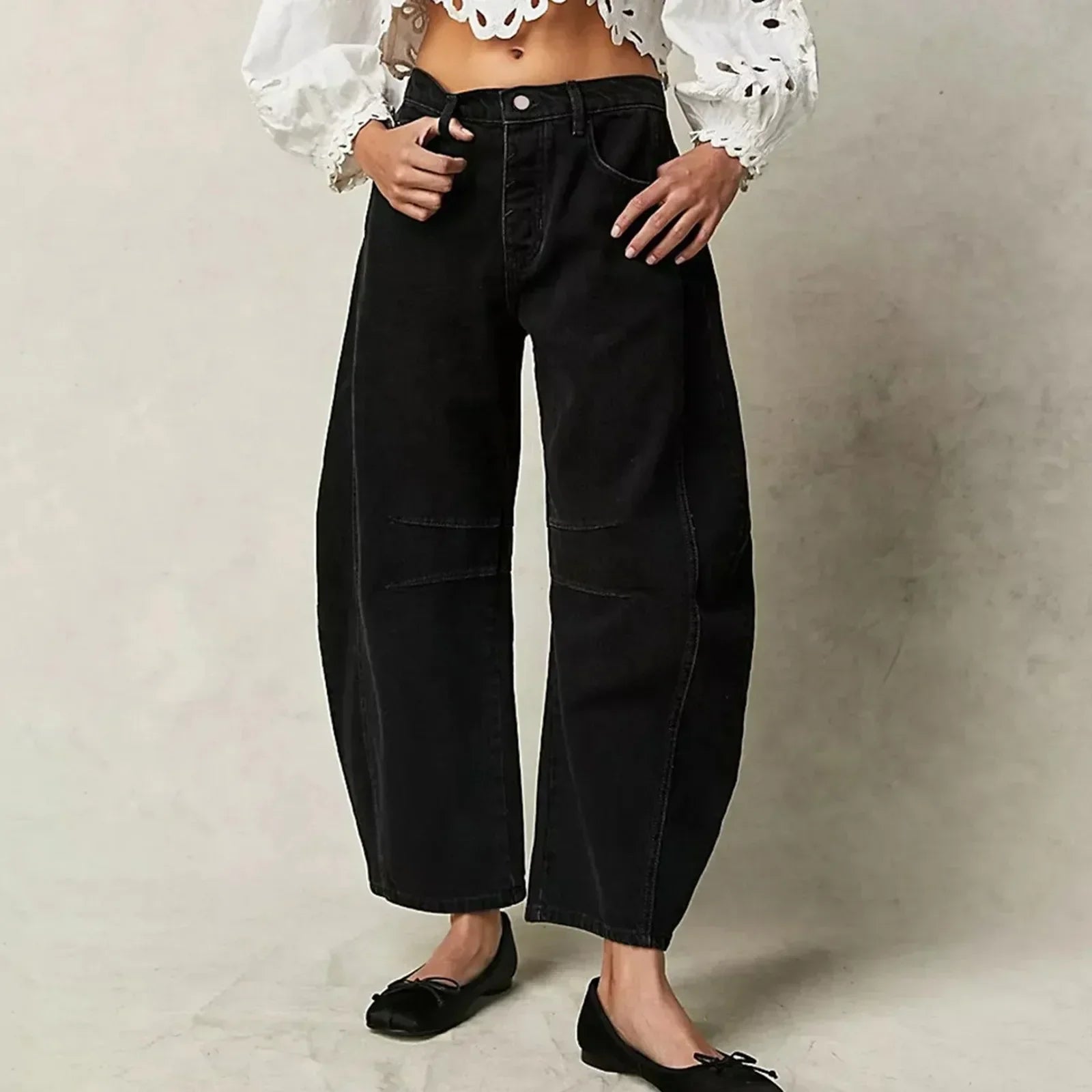 Jean Femme Évasé Large Taille Basse Décontracté 4