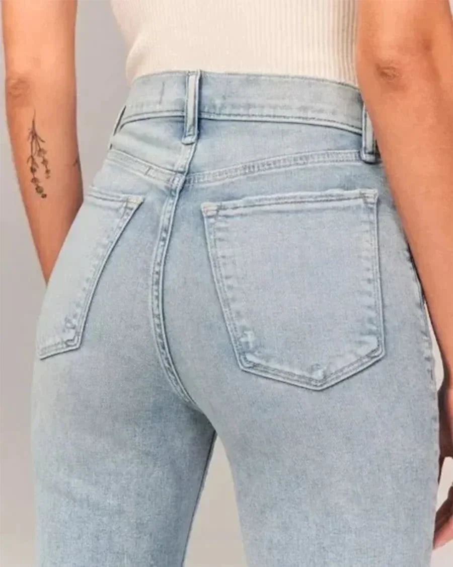 Jean Femme Évasé Taille Haute Chic 4