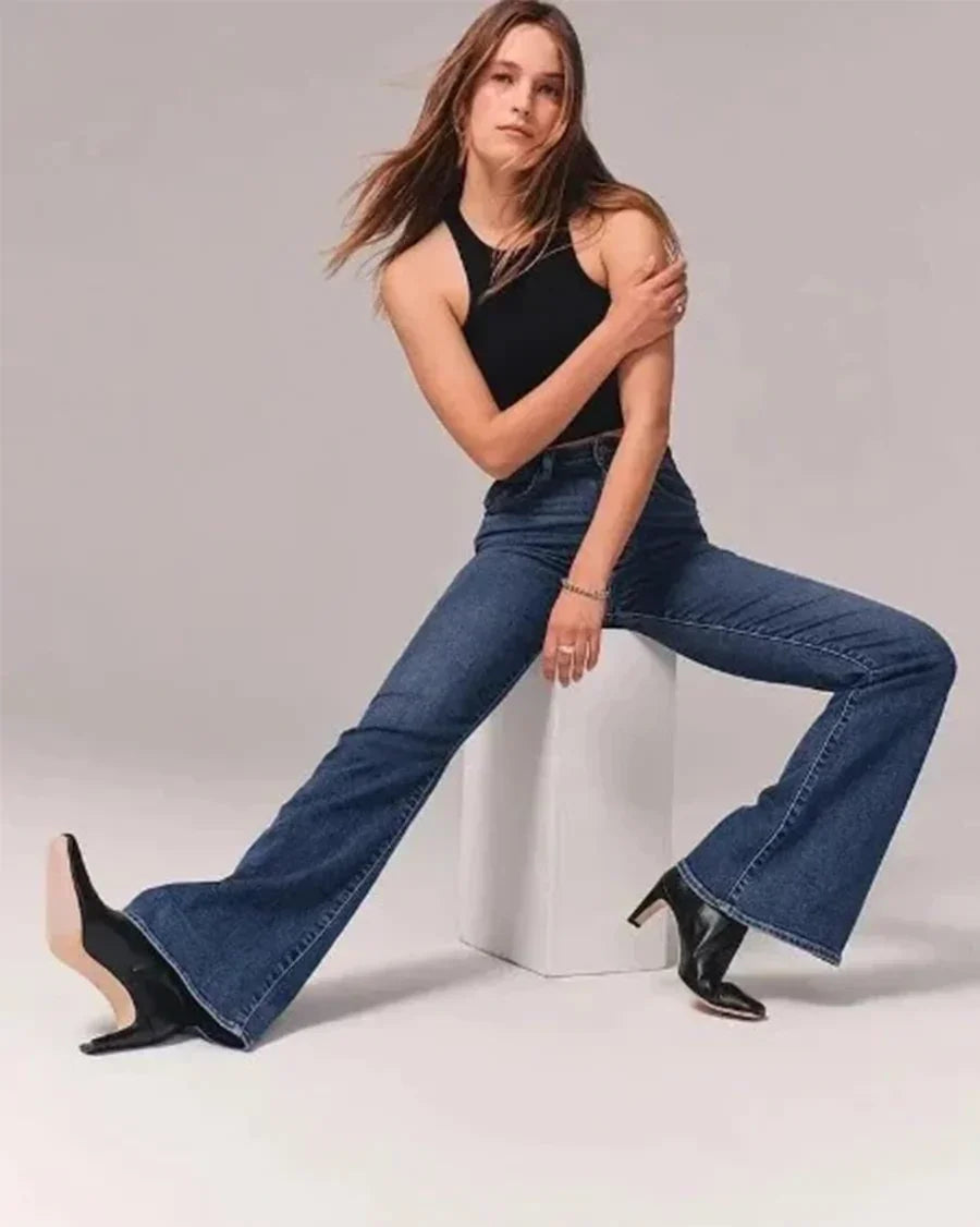 Jean Femme Évasé Taille Haute Chic 5