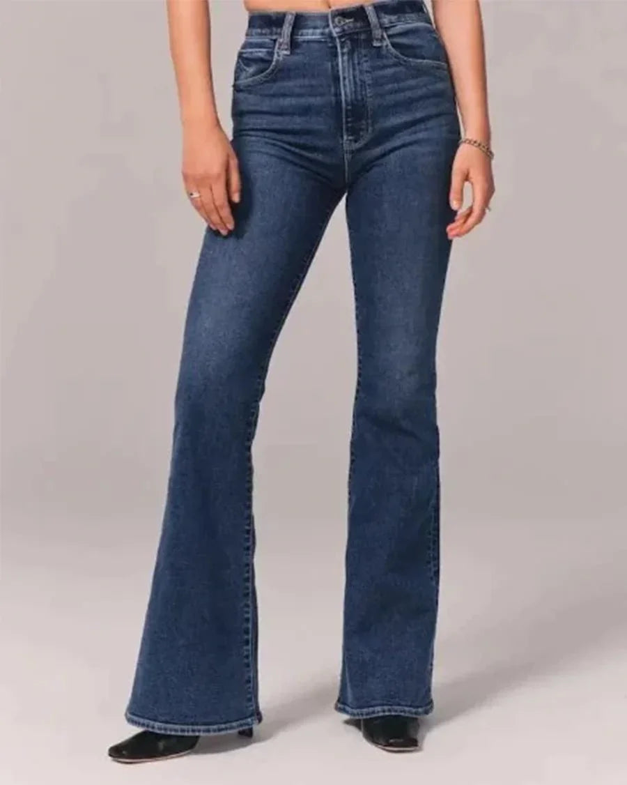 Jean Femme Évasé Taille Haute Chic 9