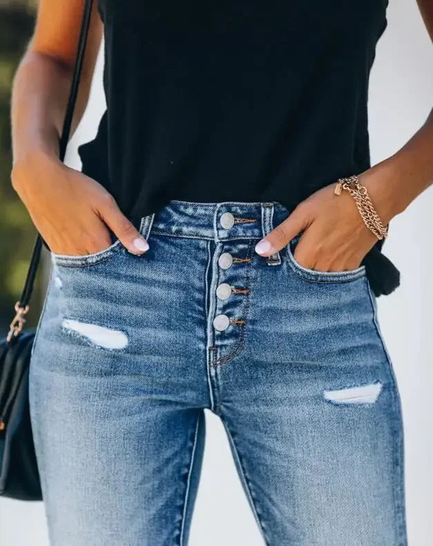 Jean Slim Déchiré pour Femme 3