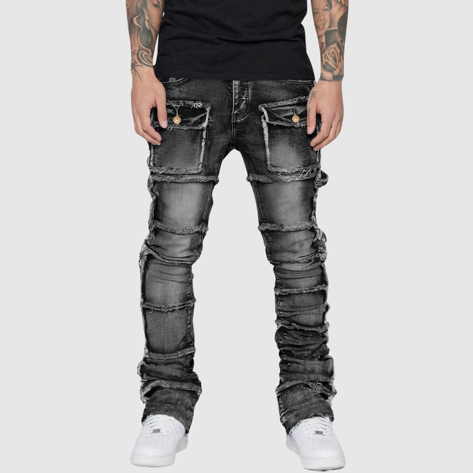 Jean pour Homme Coupe Crayon Effet Vieilli 1