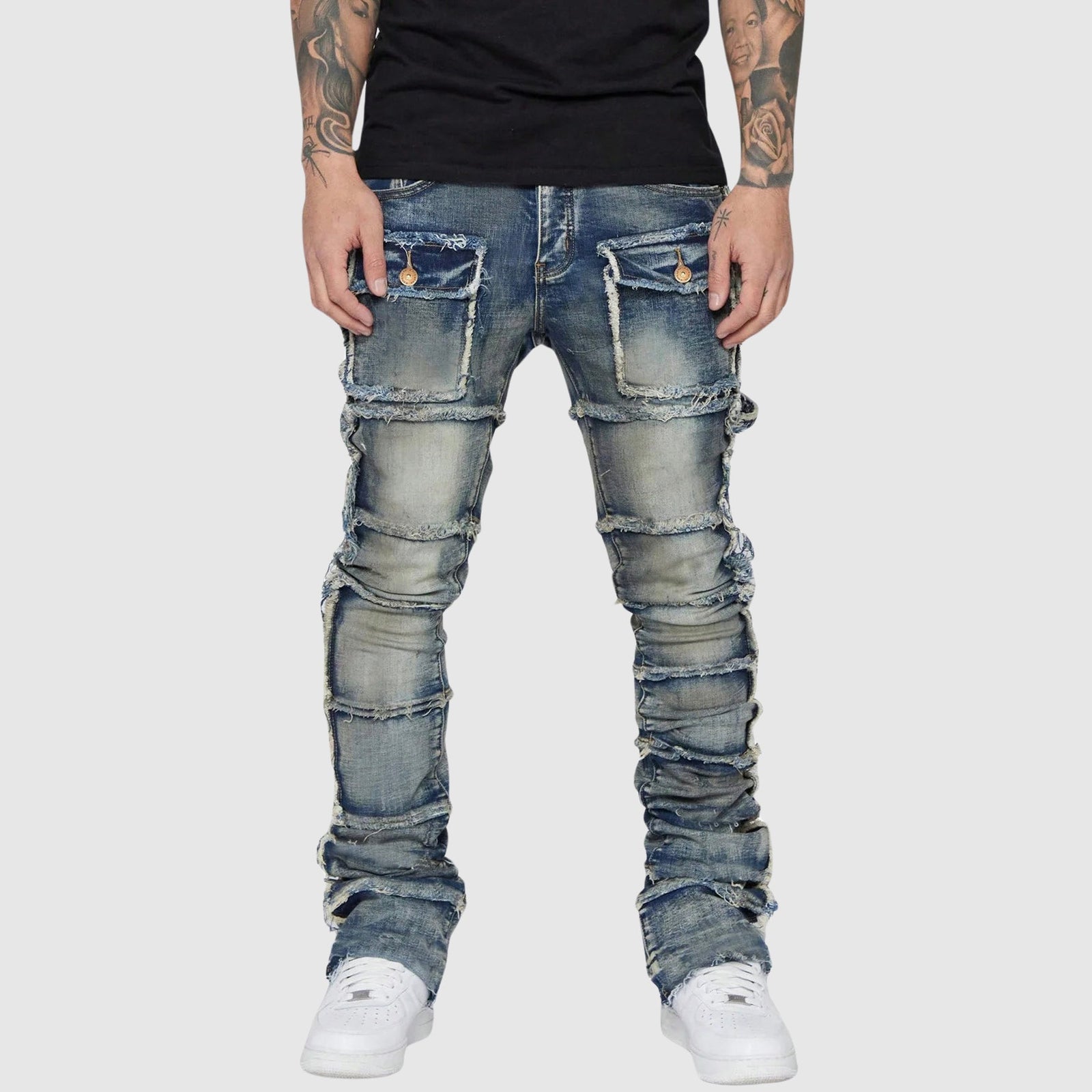 Jean pour Homme Coupe Crayon Effet Vieilli 2