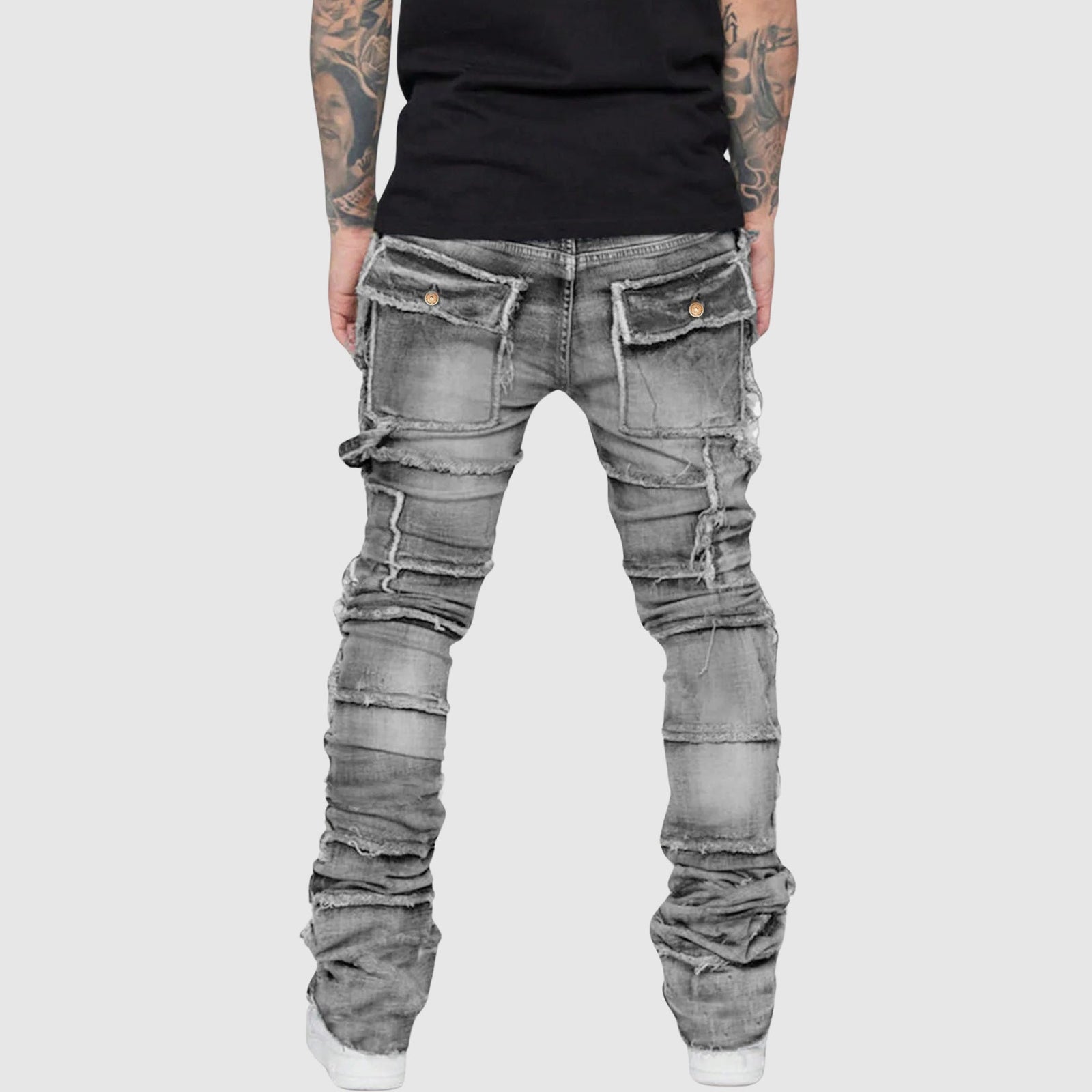 Jean pour Homme Coupe Crayon Effet Vieilli 3