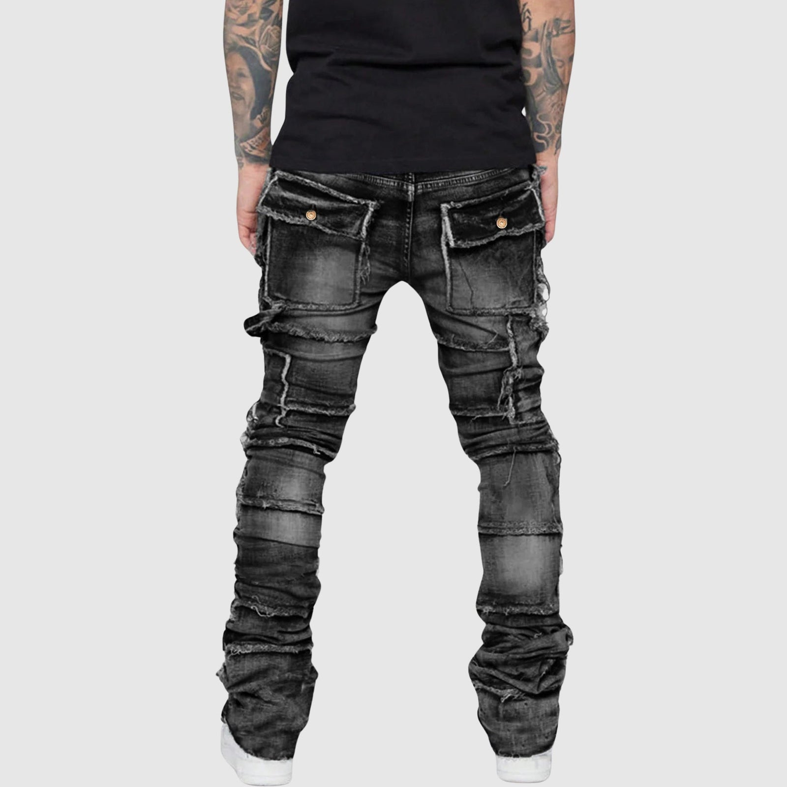 Jean pour Homme Coupe Crayon Effet Vieilli 4