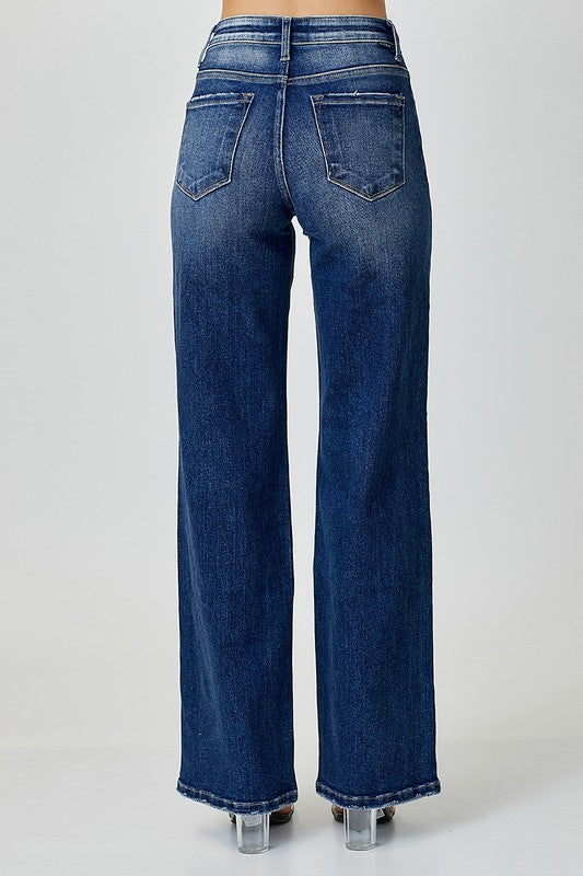 Jeans droits mi-hauts en denim foncé pour hommes 3