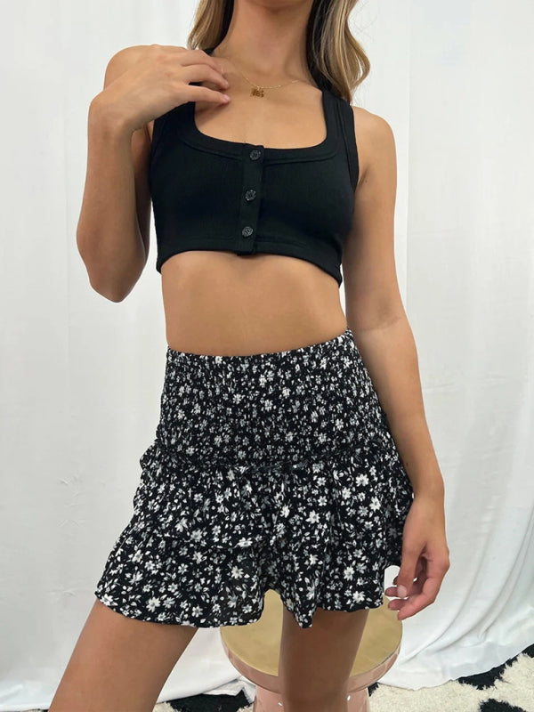 Jupe Plissée à Fleurs Roulottée pour Femme 9