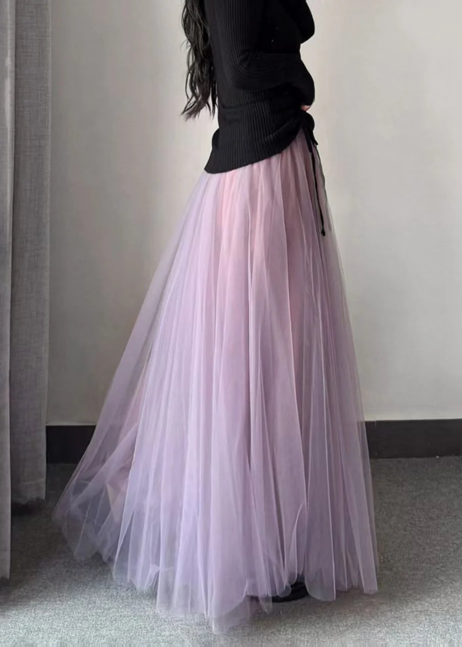 Jupe longue femme taille haute ample 4
