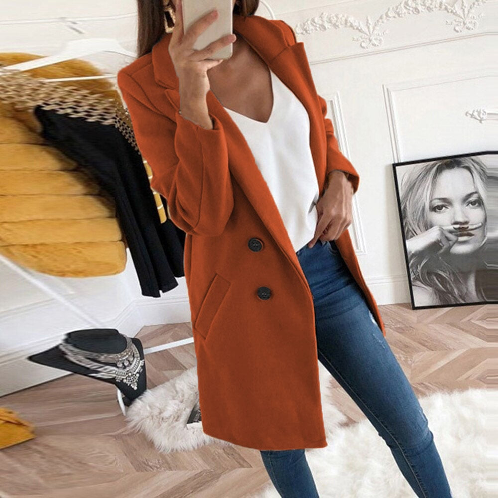 Manteau Femme Chic à Col Revers 1