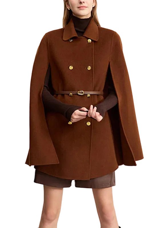 Manteau Femme Coupe Ample Col Claudine Manches Cape 0