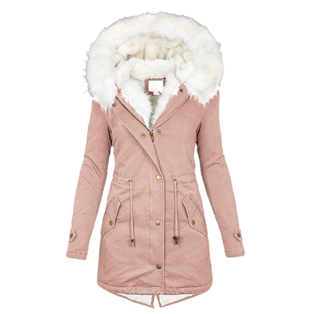 Manteau Hiver Femme Long avec Capuche et Col en Fourrure Résistant aux Intempéries 4