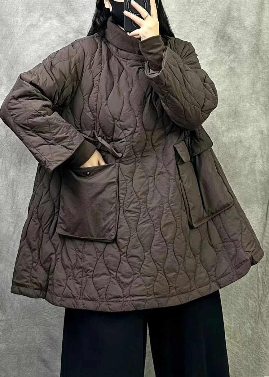 Manteau Hiver Femme Trapèze Ample avec Poches Surdimensionnées 1