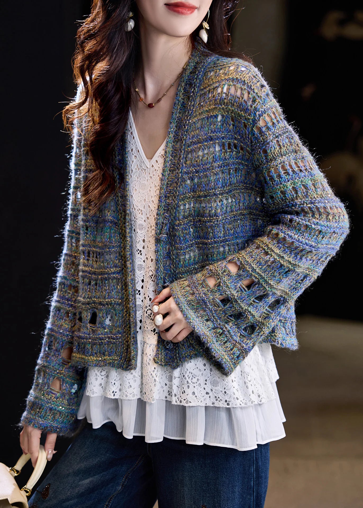 Manteau Long Femme Ample Oversize Ajouré Automne 2