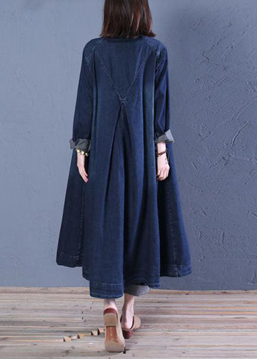 Manteau Trench en Denim à Col Claudine pour Femme 4