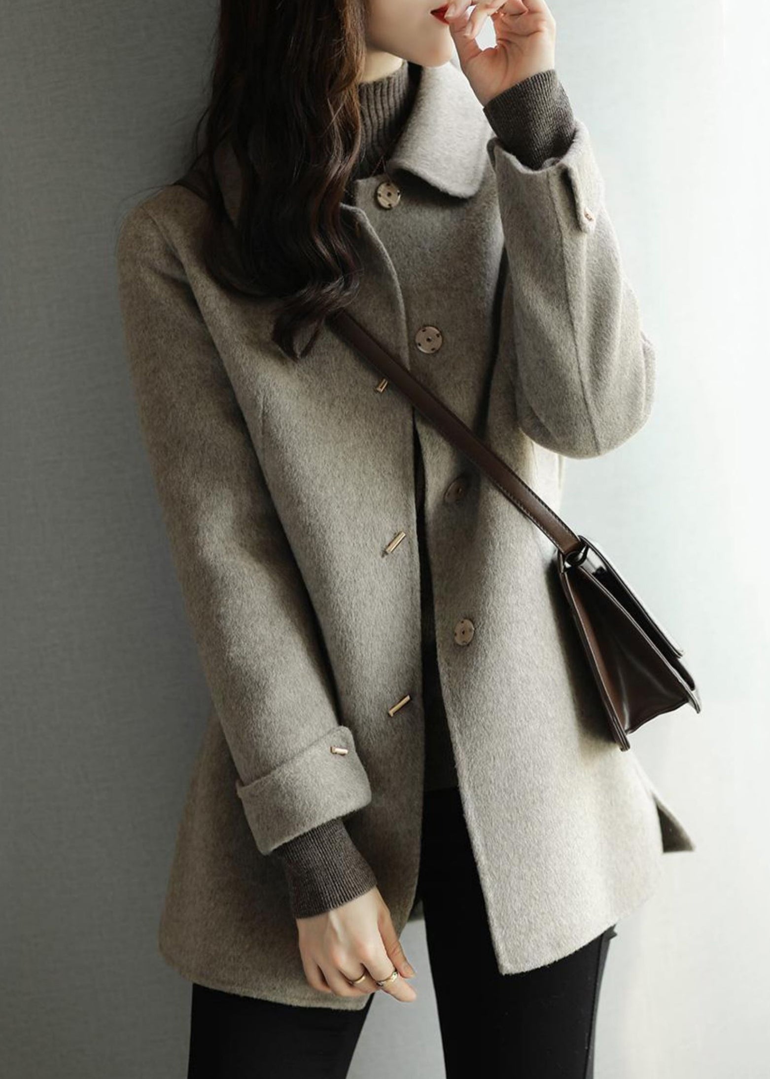 Manteau d'automne avec col Peter Pan et poches 1