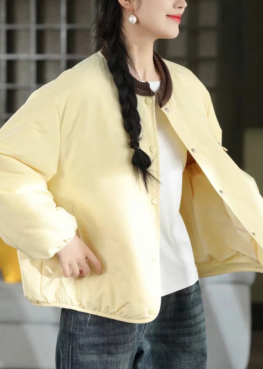 Manteau d'hiver Femme Décontracté Patchwork à Poches 1