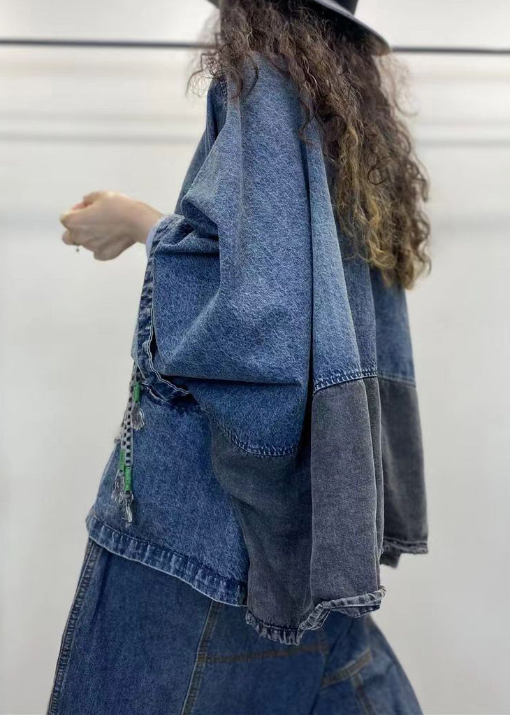 Manteau en Denim à Col en V pour Femme 4