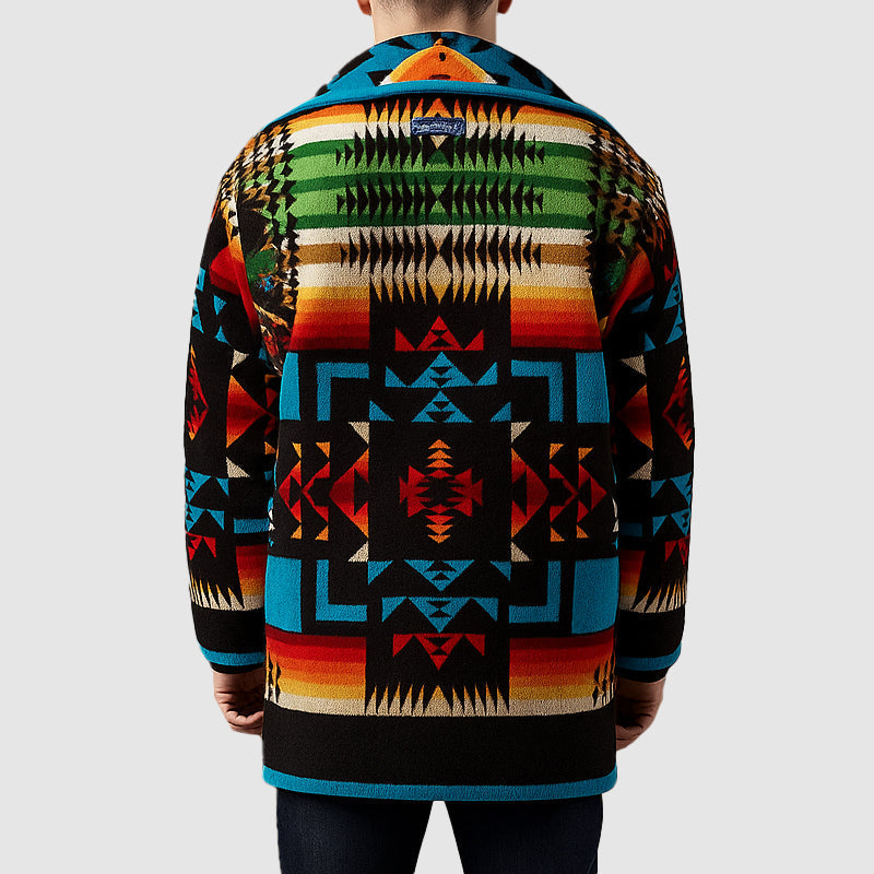 Manteau pour hommes à imprimé géométrique audacieux 1