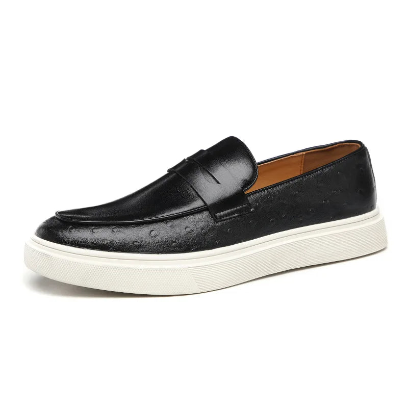 Mocassins Homme Cuir de Serpent Style Britannique Luxe 3