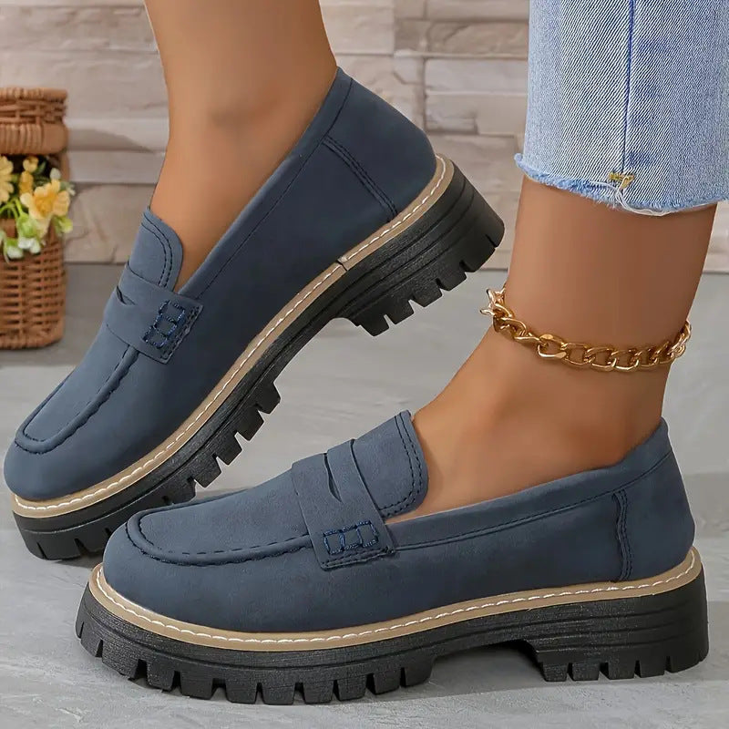 Mocassins Femme Décontractés à Semelle Épaisse Crantée 4