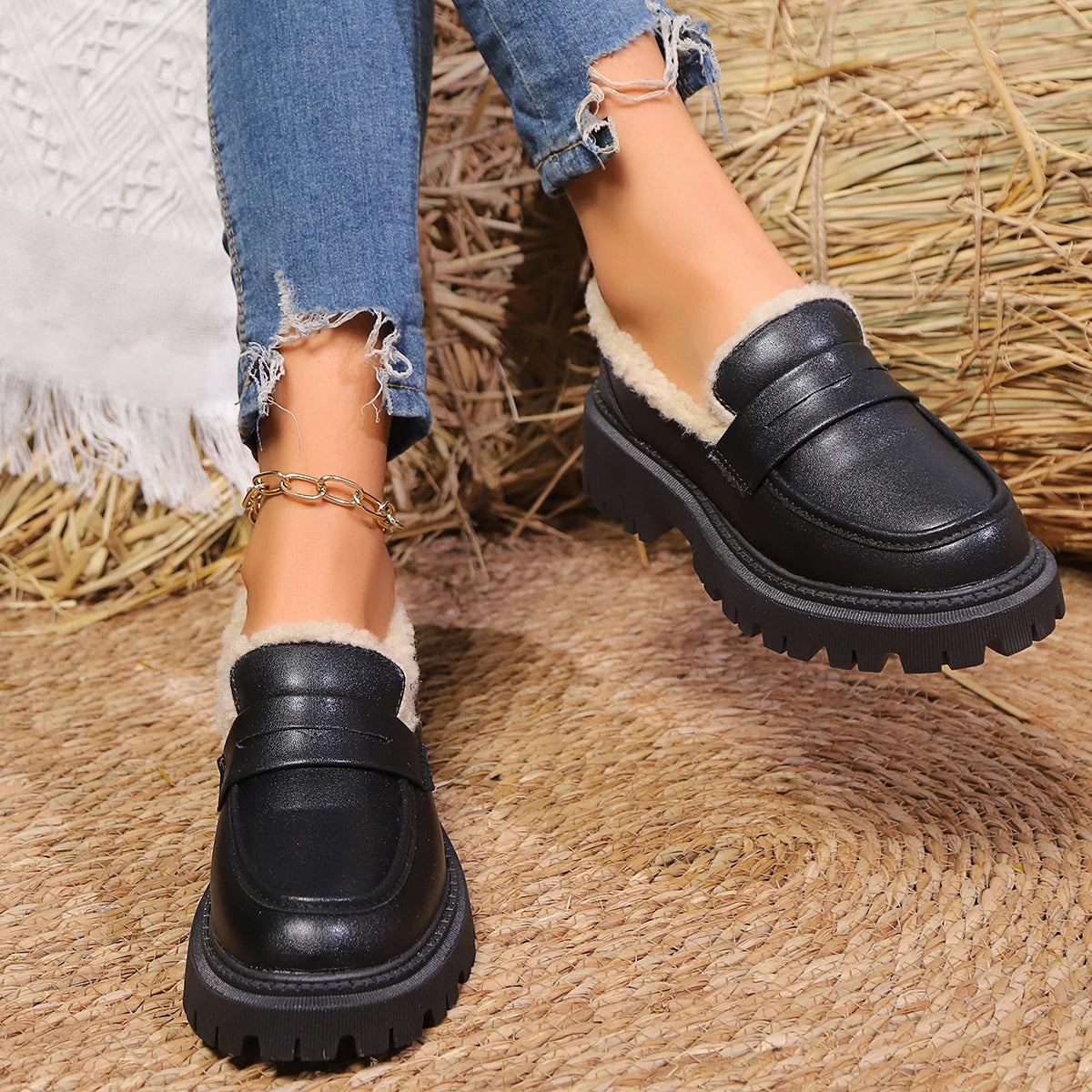 Mocassins Femmes À Plateforme Modernes Antidérapants 3