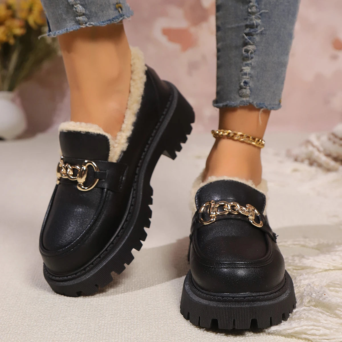 Mocassins Femmes À Plateforme Modernes Antidérapants 4