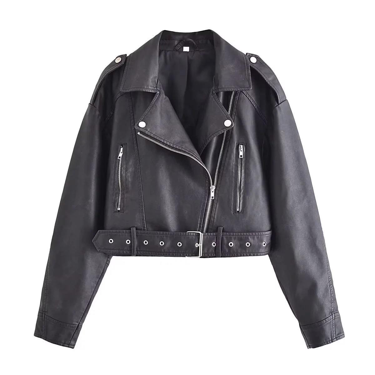 Veste en cuir vintage pour femme