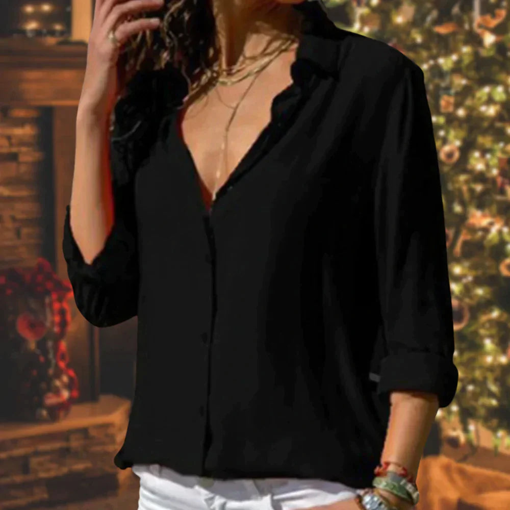 Variant image for Blouse Femme Chic Satinée Blanche Coupe Féminine-19