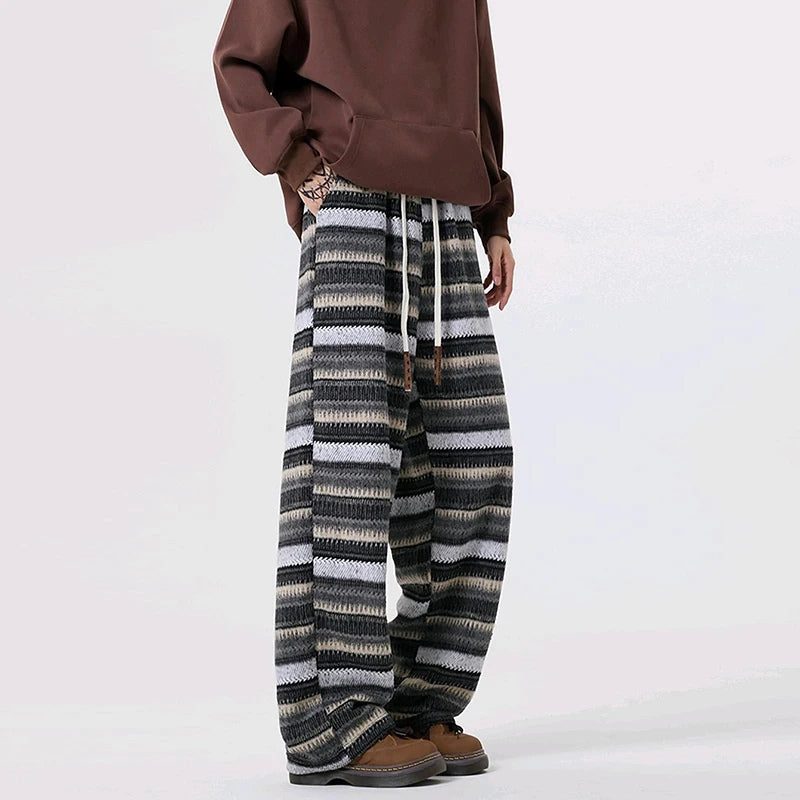 Pantalon Décontracté en Laine Rayé pour Femme 1