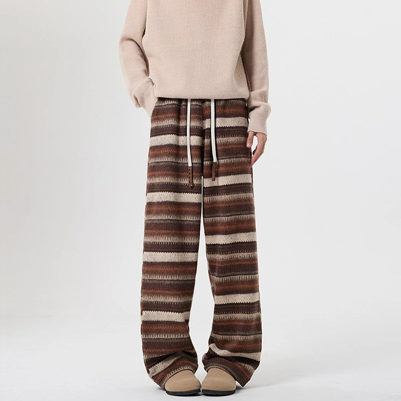 Pantalon Décontracté en Laine Rayé pour Femme 7