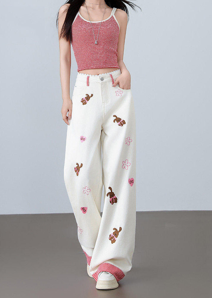 Pantalon Droit en Denim Bohème 1