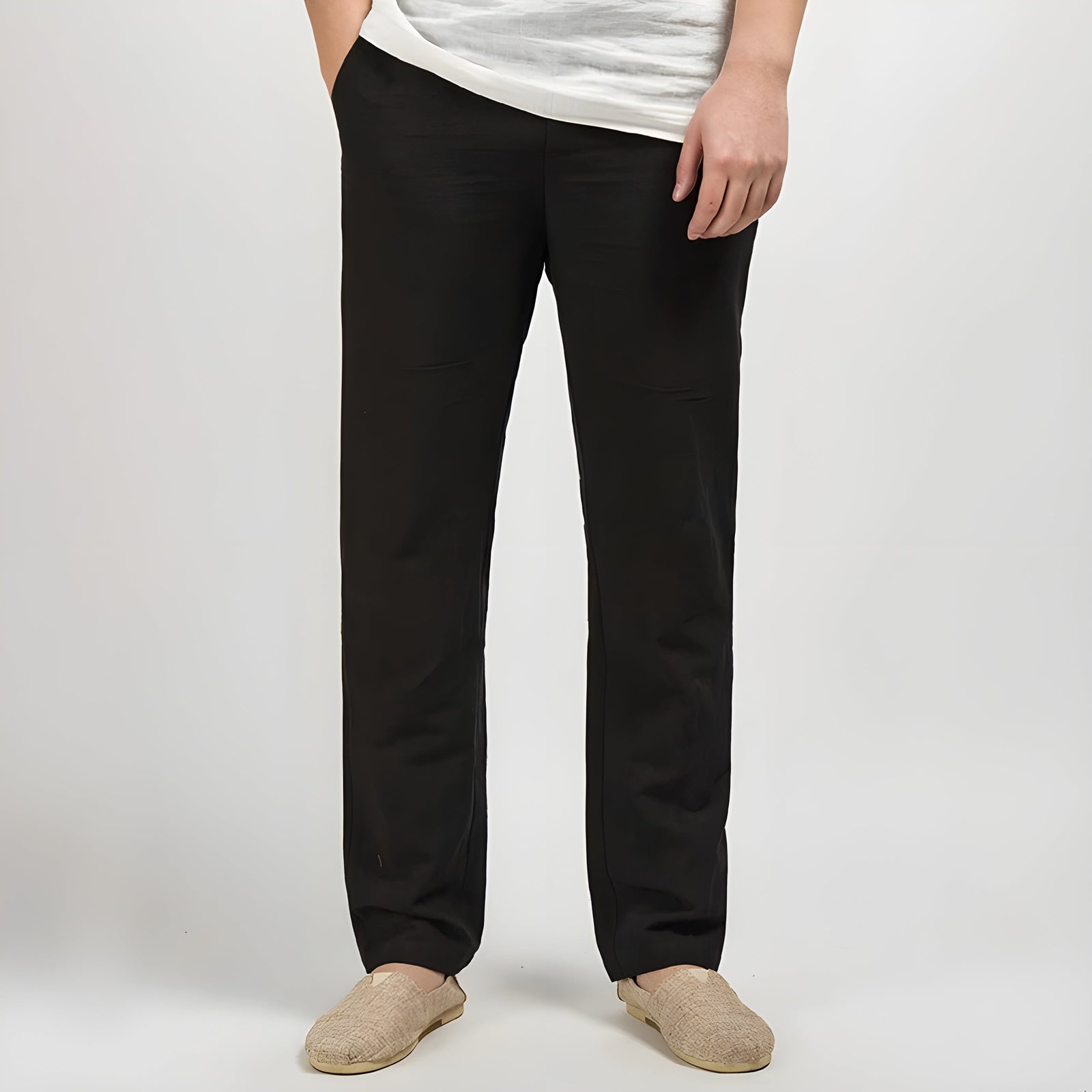 Pantalon Femme Coupe Droite Moderne Avec Poches Latérales 4