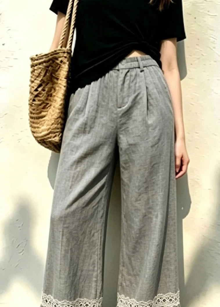 Pantalon Femme Décontracté Taille Élastique Jambes Larges 1