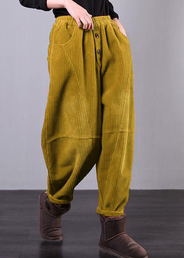 Pantalon Femme Oversize en Velours Côtelé Décontracté 6