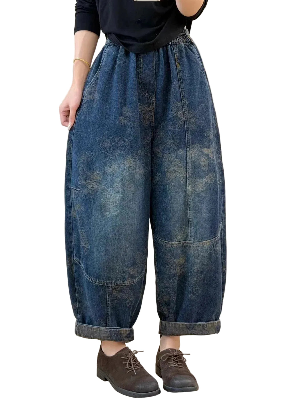 Pantalon Femme Patchwork Jacquard Coupe Ajustée 0