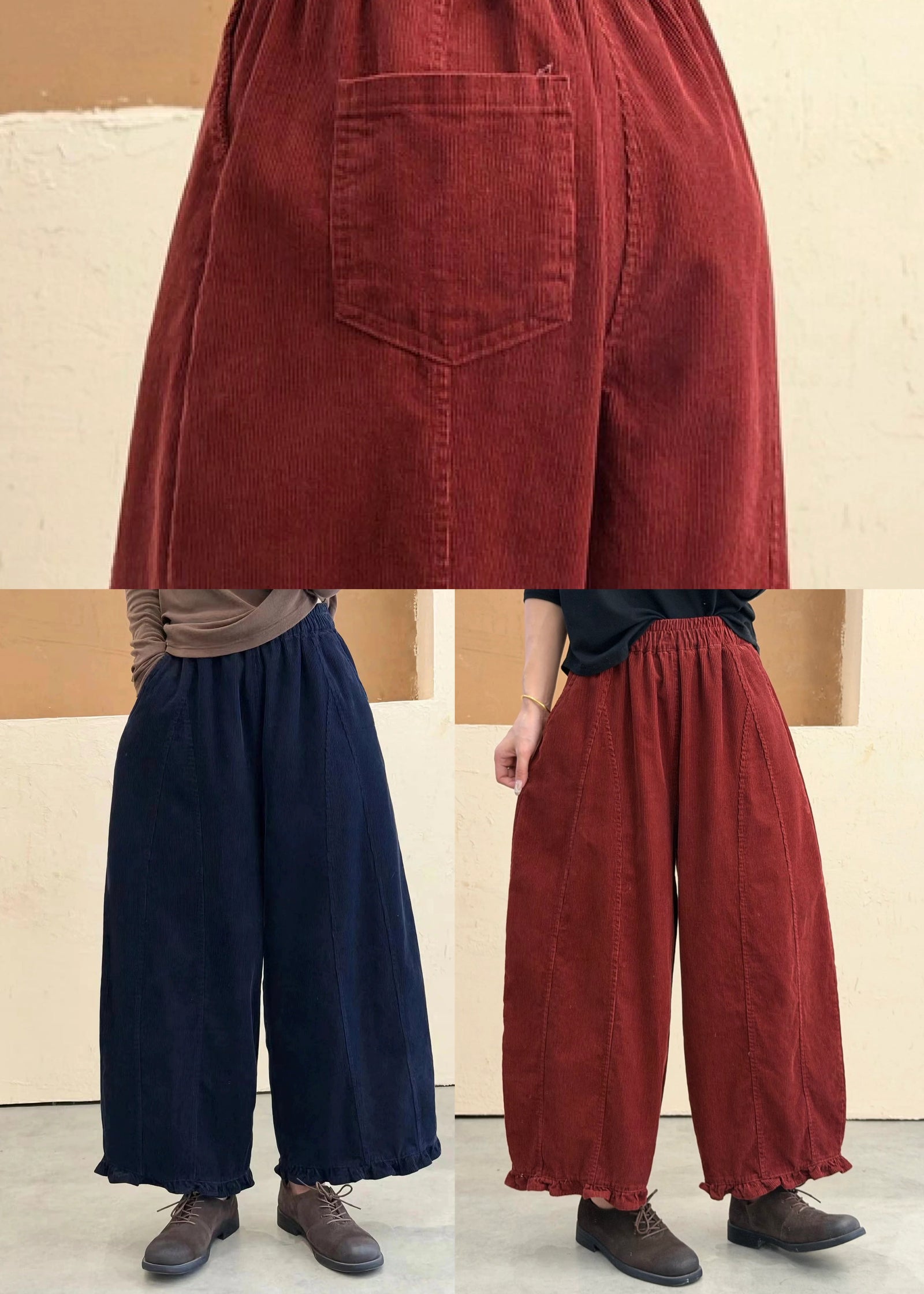 Pantalon Femme Patchwork à Poches Volants Automne 4