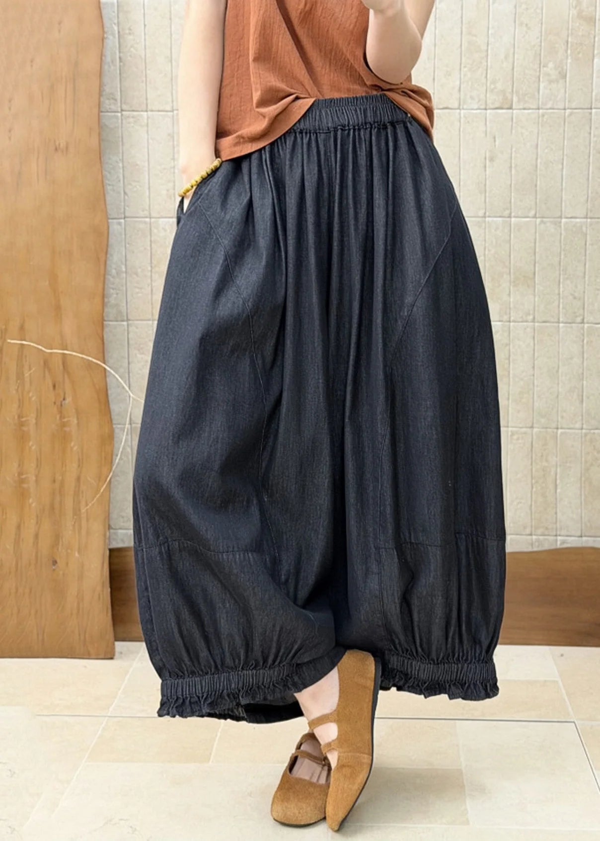 Pantalon Femme Style Patchwork à Taille Élastique 2