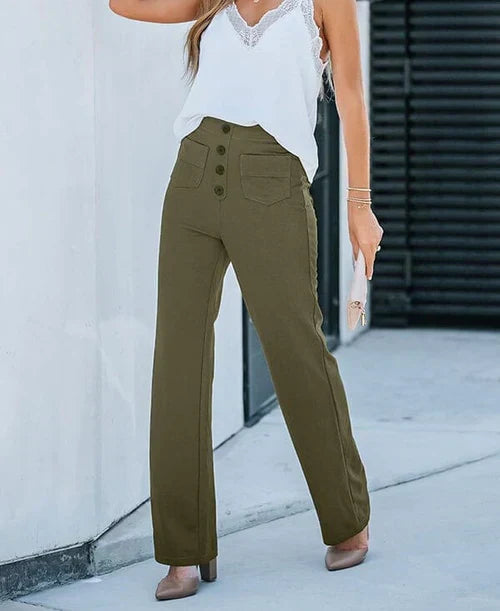 Pantalon Fluide Femme Taille Haute Confortable Moderne 5