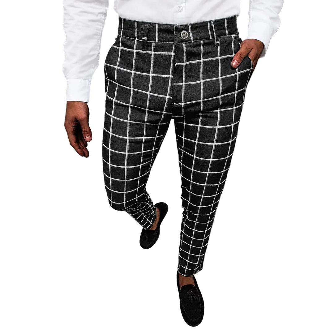 Pantalon Fuselé à Motif Quadrillé pour Hommes 0