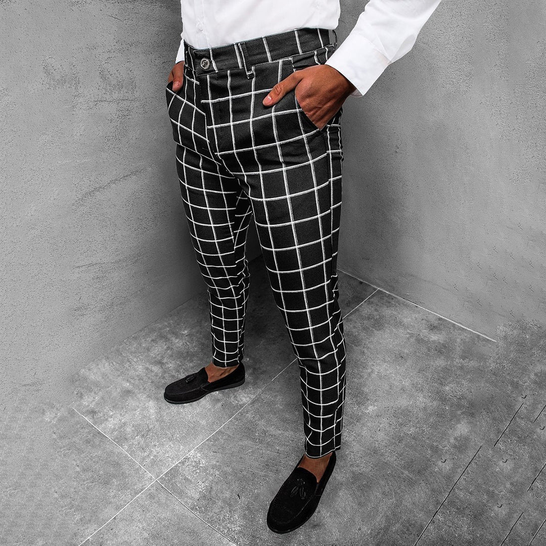 Pantalon Fuselé à Motif Quadrillé pour Hommes 1