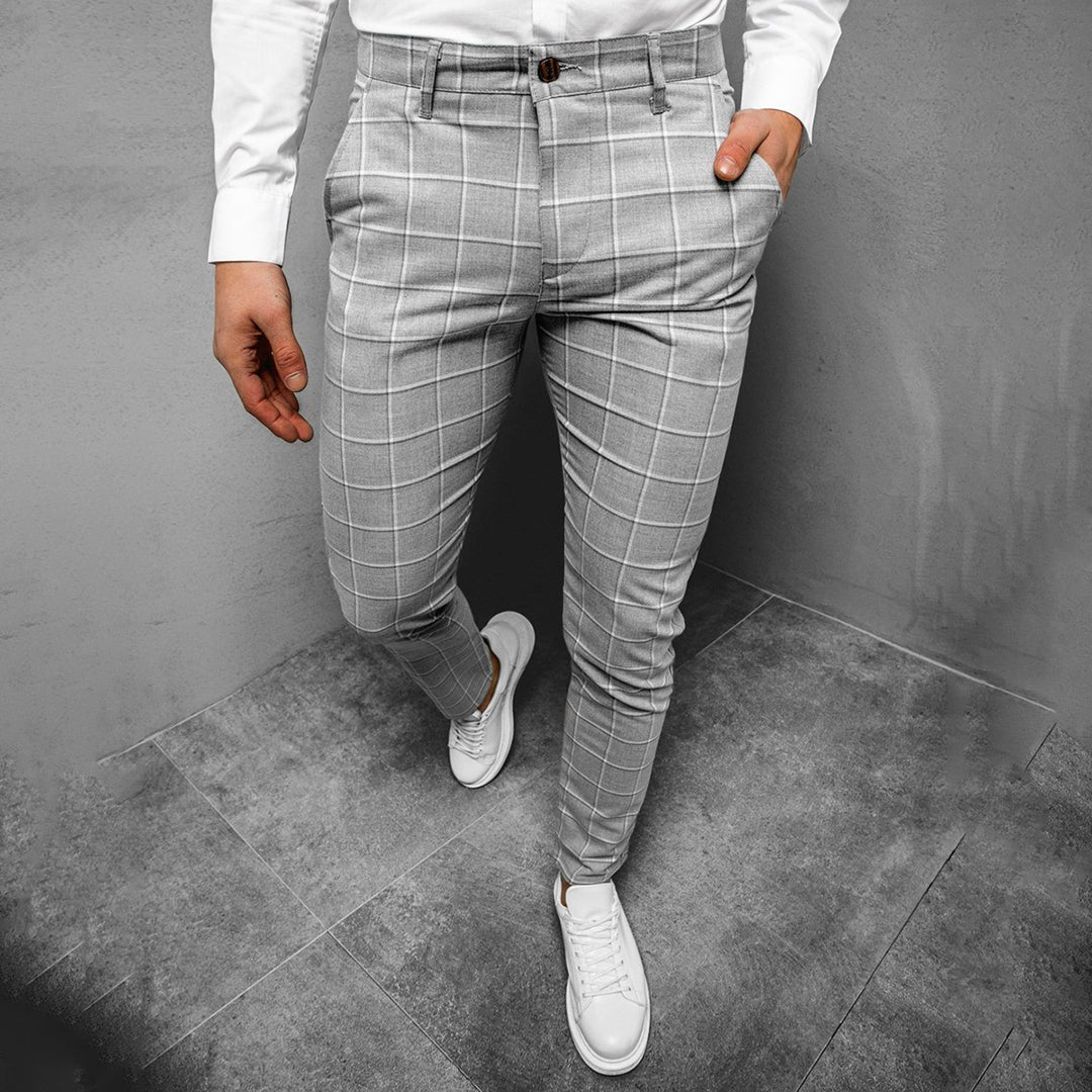 Pantalon Fuselé à Motif Quadrillé pour Hommes 4
